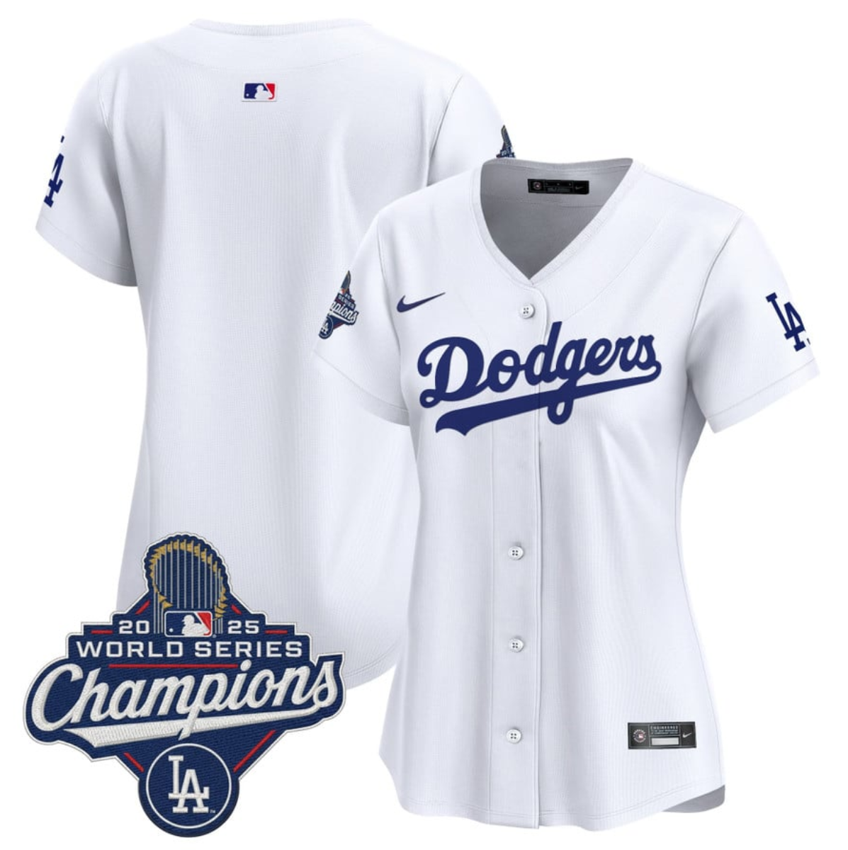 Women's Los Angeles Dodgers Blank White 2025 World Series Champions Home Cool Base Stitched Baseball Jersey(Run Small)ball Jersey(Run Small) Women's Los Angeles Dodgers Blank White 2025 World Series Champions Home Cool Base Stitched Baseball Jersey(Run Small)ball Jersey(Run Small)