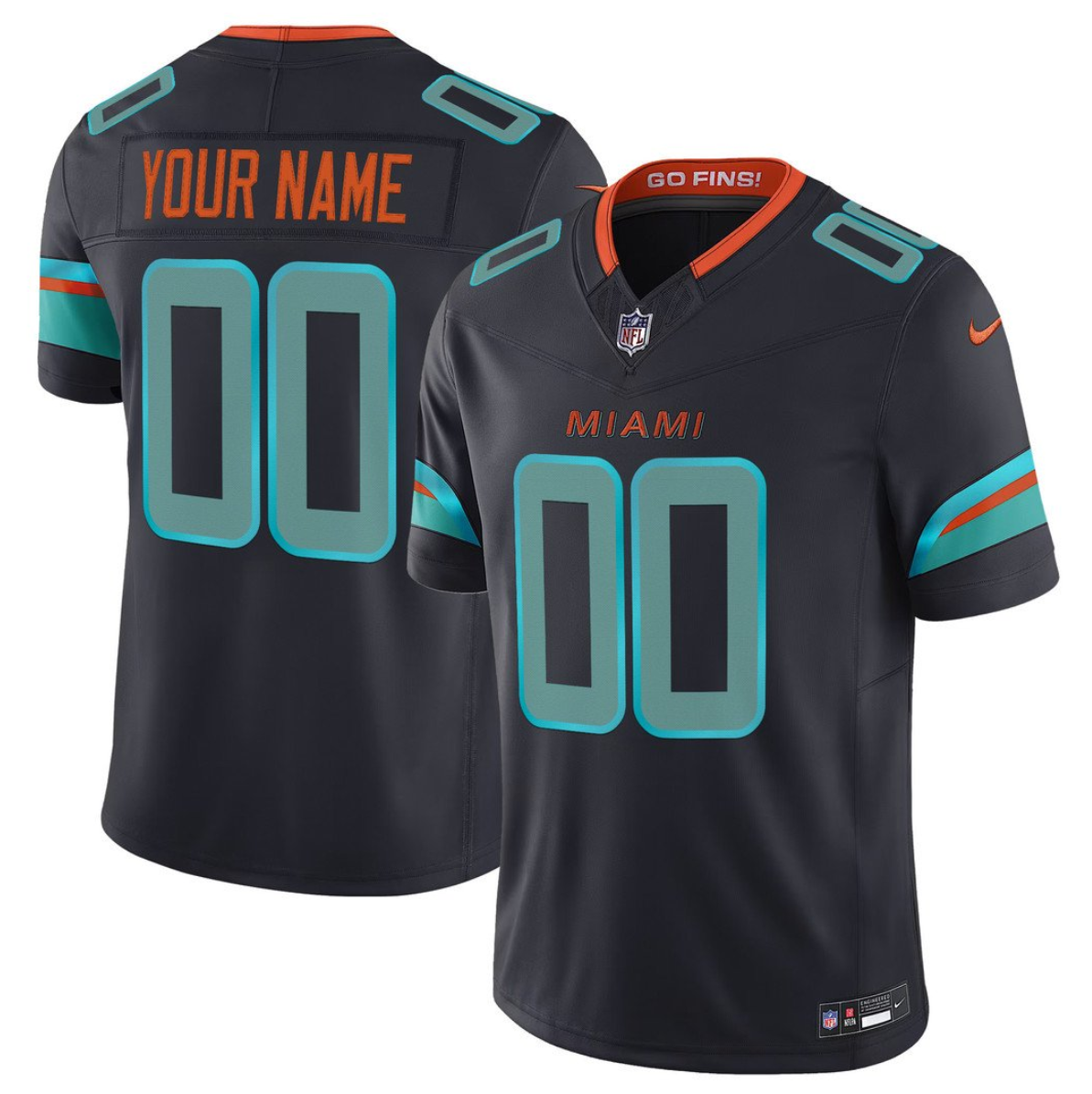 Youth Miami Dolphins ACTIVE PLAYER Custom Black Black 2025 F.U.S.E. “Rivalries”Vapor Limited Stitched Jersey