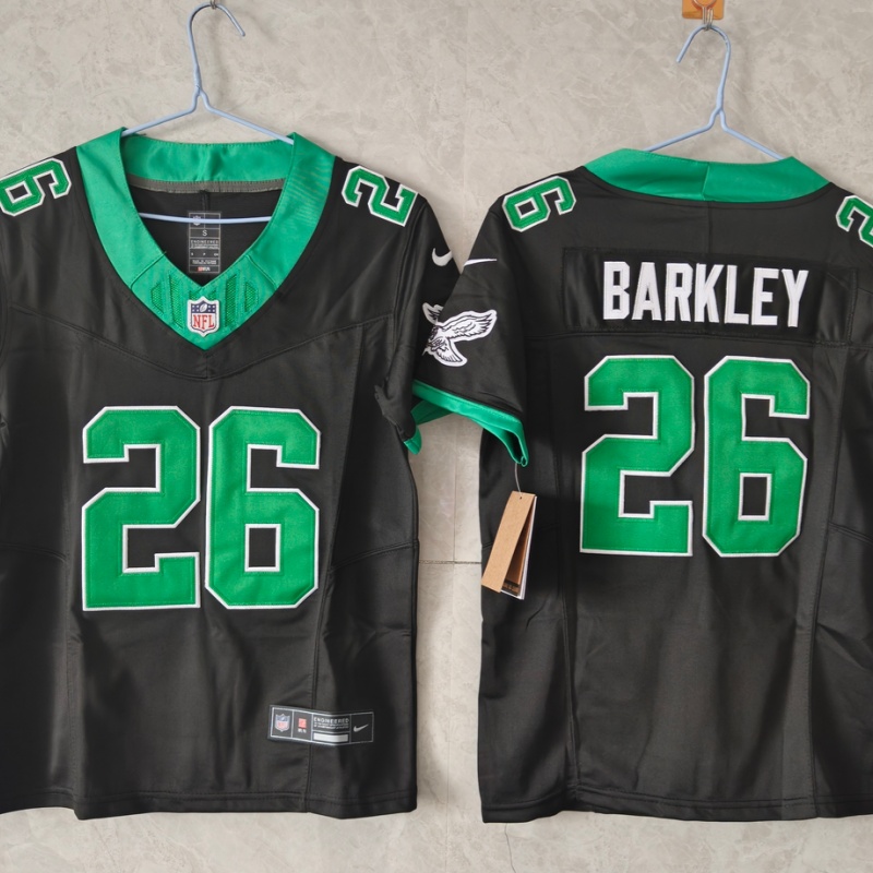 Women's Philadelphia Eagles #26 Saquon Barkley Black Throwback F.U.S.E. Vapor Untouchable Limited Stitched Football Jersey(Run Small) Women's Philadelphia Eagles #26 Saquon Barkley Black Throwback F.U.S.E. Vapor Untouchable Limited Stitched Football Jersey(Run Small)