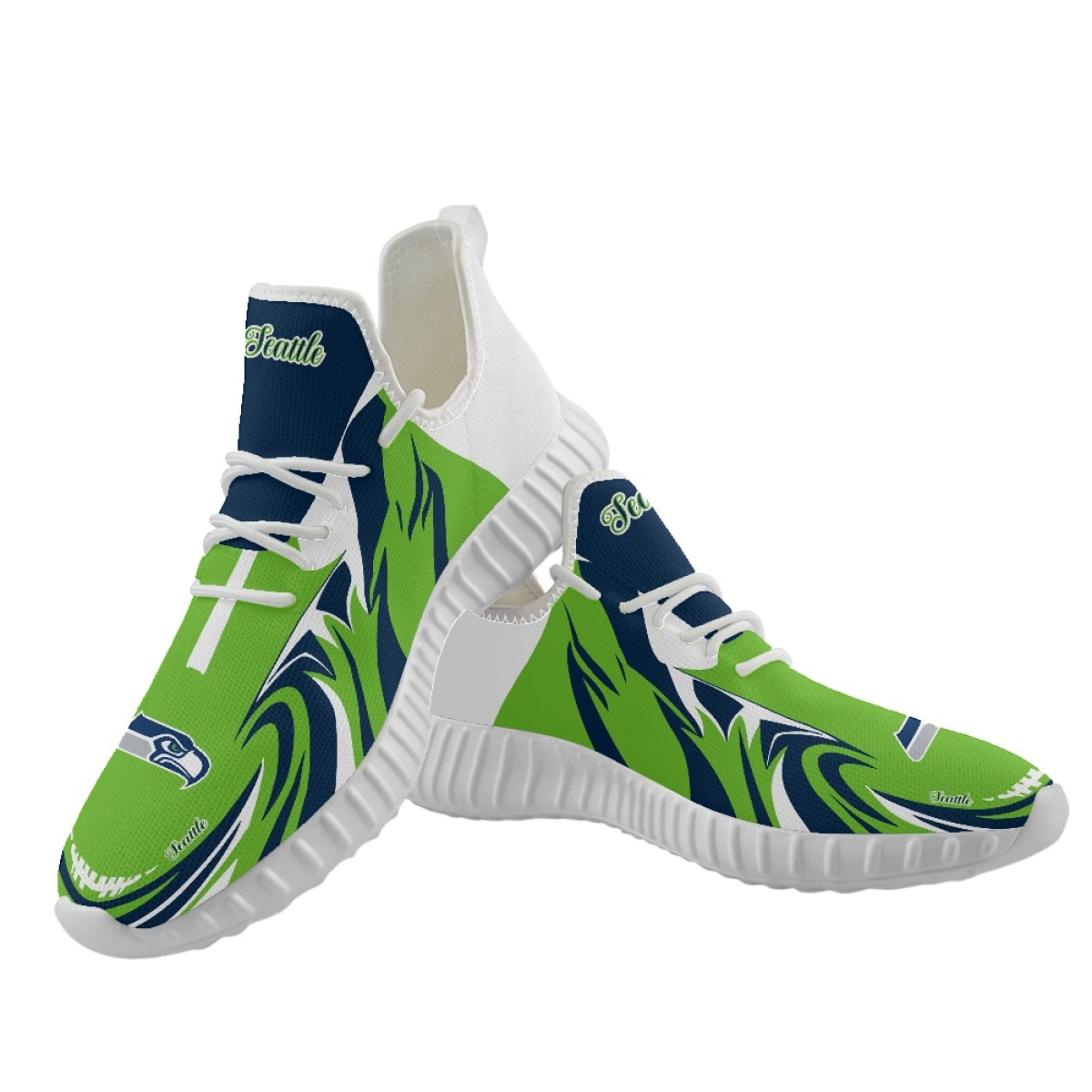 Men's Seattle Seahawks Mesh Knit Sneakers/Shoes 014 Men's Seattle Seahawks Mesh Knit Sneakers/Shoes 014