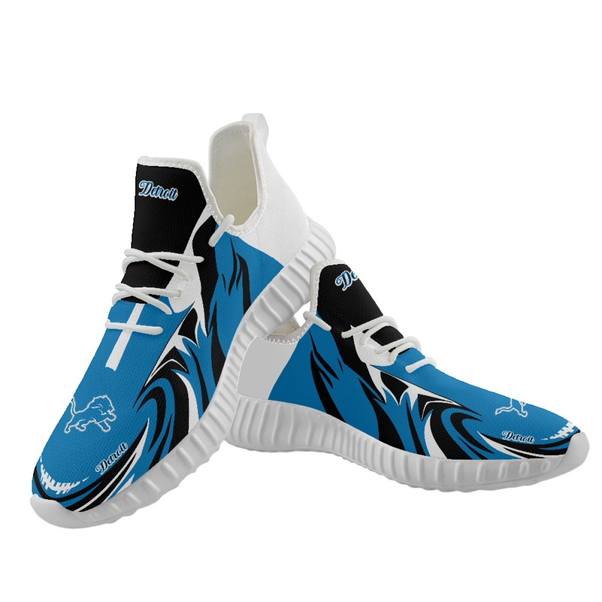 Men's Detroit Lions Mesh Knit Sneakers/Shoes 014 Men's Detroit Lions Mesh Knit Sneakers/Shoes 014