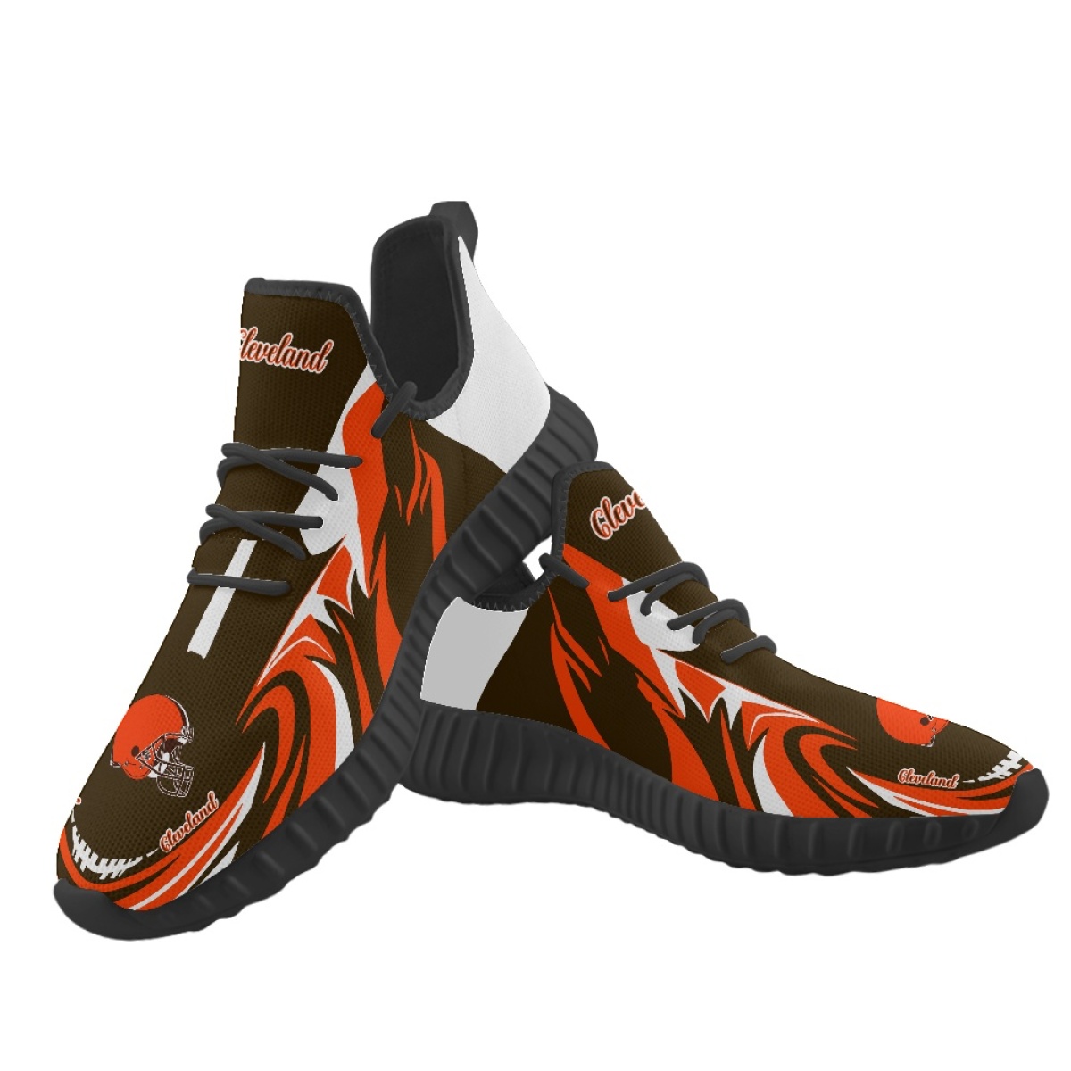 Men's Cleveland Browns Mesh Knit Sneakers/Shoes 0011 Men's Cleveland Browns Mesh Knit Sneakers/Shoes 0011