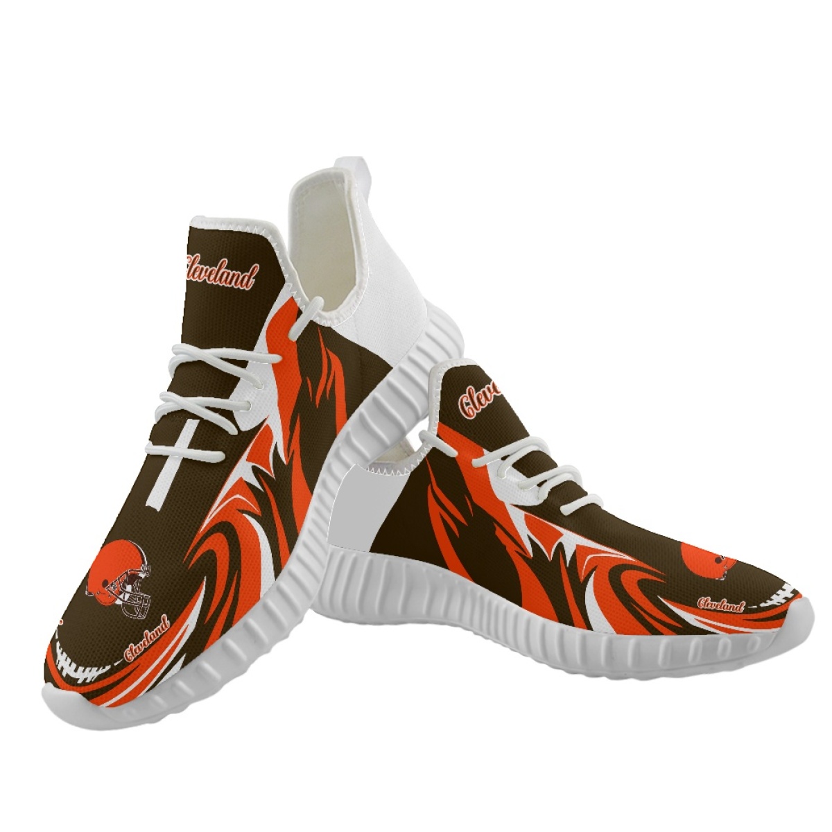 Men's Cleveland Browns Mesh Knit Sneakers/Shoes 0012 Men's Cleveland Browns Mesh Knit Sneakers/Shoes 0012