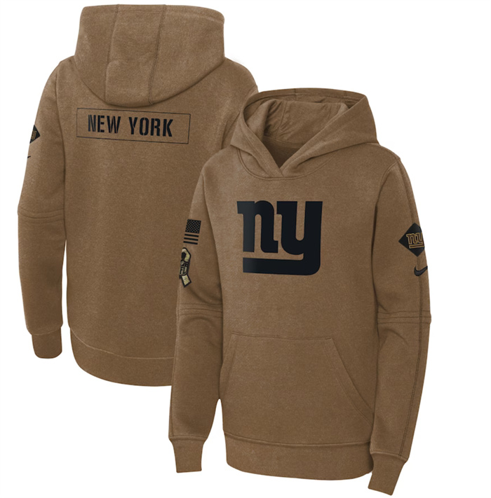 Youth New York Giants 2023 Brown Salute to Service Pullover Hoodie