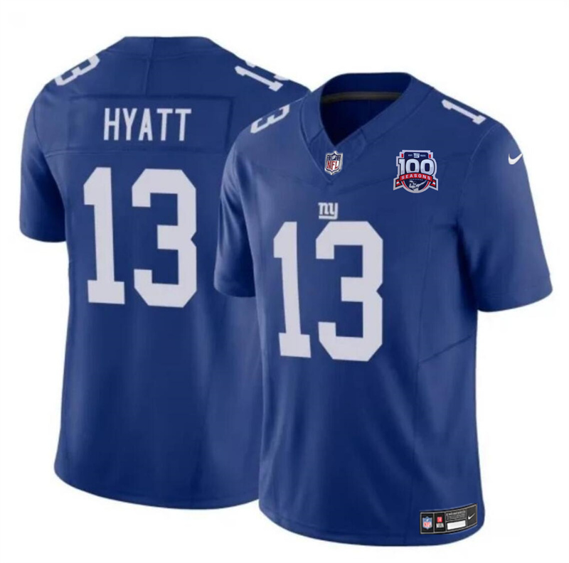Youth New York Giants #13 Jalin Hyatt Blue 2024 F.U.S.E. 100TH Season Patch Vapor Untouchable Limited Stitched Jersey Youth New York Giants #13 Jalin Hyatt Blue 2024 F.U.S.E. 100TH Season Patch Vapor Untouchable Limited Stitched Jersey