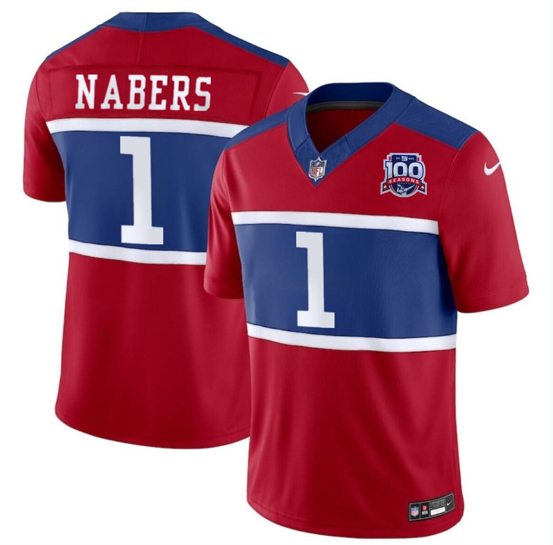Youth New York Giants #1 Malik Nabers Red 2024 F.U.S.E. Alternate 100TH Season Patch Vapor Untouchable Limited Stitched Jersey Youth New York Giants #1 Malik Nabers Red 2024 F.U.S.E. Alternate 100TH Season Patch Vapor Untouchable Limited Stitched Jersey