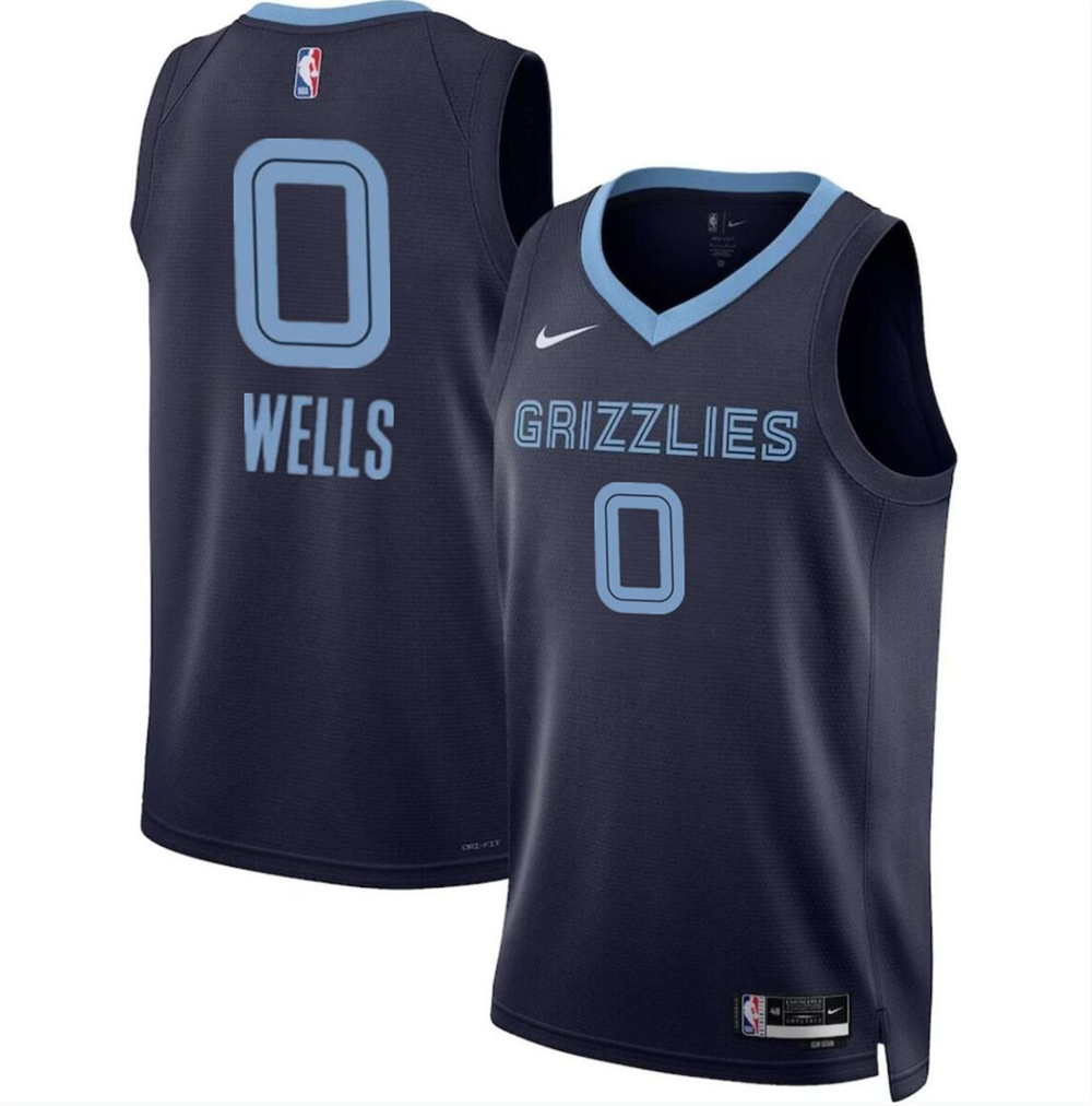 Men's Memphis Grizzlies #0 Jaylen Wells Navy 2024 Draft Icon Edition Stitched Jersey Men's Memphis Grizzlies #0 Jaylen Wells Navy 2024 Draft Icon Edition Stitched Jersey