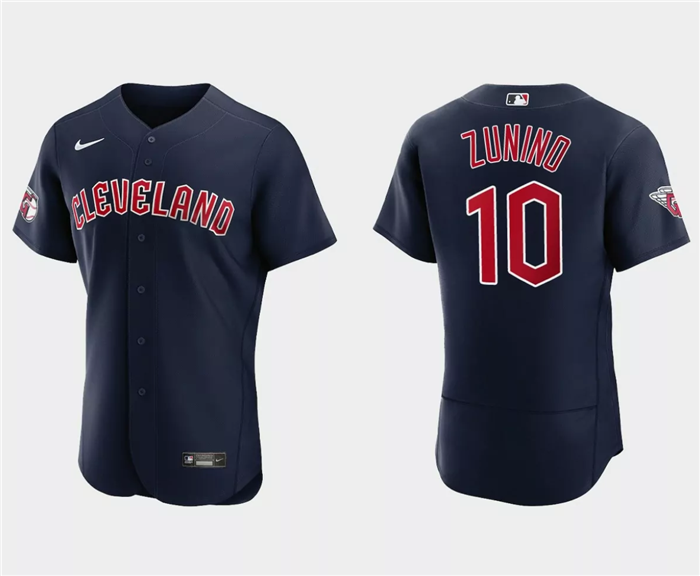 Men's Cleveland Guardians #10 Mike Zunino Navy Flex Base Stitched Jersey Men's Cleveland Guardians #10 Mike Zunino Navy Flex Base Stitched Jersey