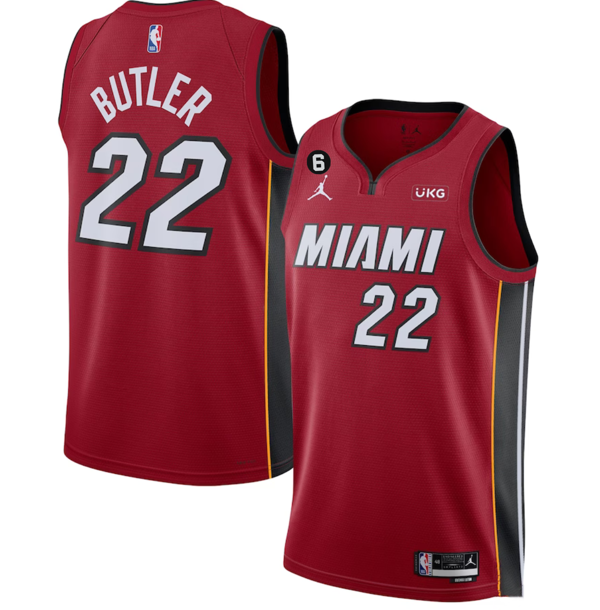 Men's Miami Heat #22 Jimmy Butler Red Statement Edition With NO.6 Patch Stitched Jersey Men's Miami Heat #22 Jimmy Butler Red Statement Edition With NO.6 Patch Stitched Jersey
