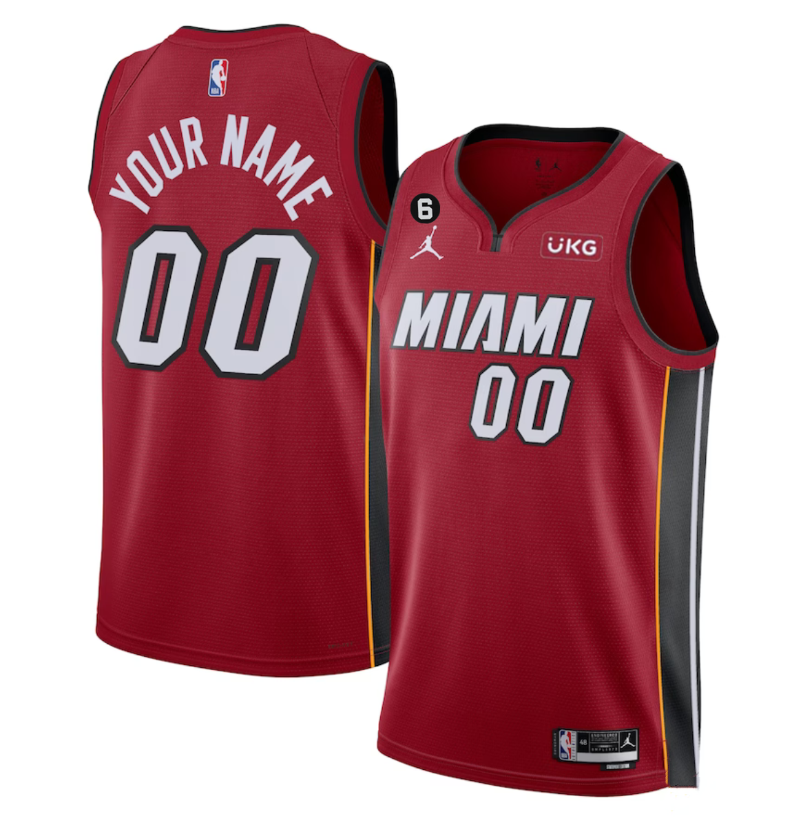 Men's Miami Heat Customized Red Statement Edition With NO.6 Patch Stitched Basketball Jersey Men's Miami Heat Customized Red Statement Edition With NO.6 Patch Stitched Basketball Jersey