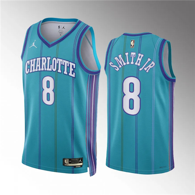 Men's Charlotte Hornets #8 Nick Smith Jr. Teal 2023/24 Classic Edition Stitched Basketball Jersey Men's Charlotte Hornets #8 Nick Smith Jr. Teal 2023/24 Classic Edition Stitched Basketball Jersey