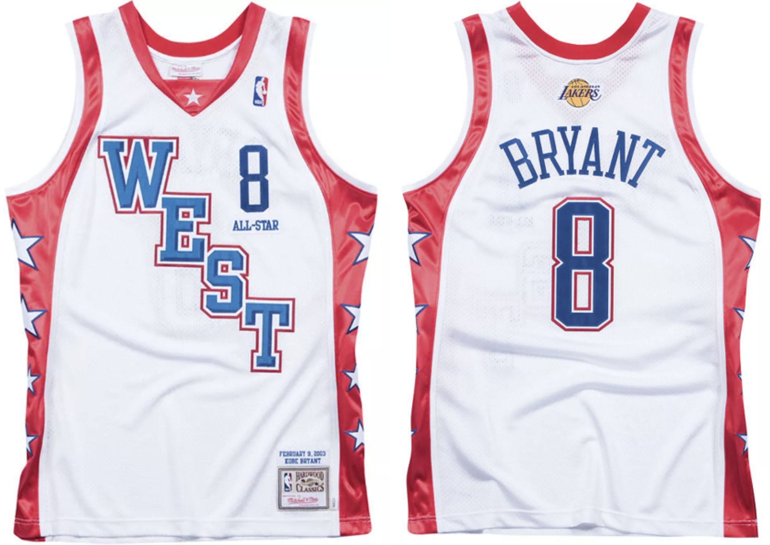Men's White Los Angeles Lakers #8 Kobe Bryant White 2004 All Star MITCHELL & NESS Authentic Jersey