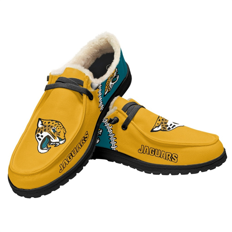 Men's Jacksonville Jaguars Loafers Lace Up Fuzzy Lined Shoes 002 (Pls check description for details)