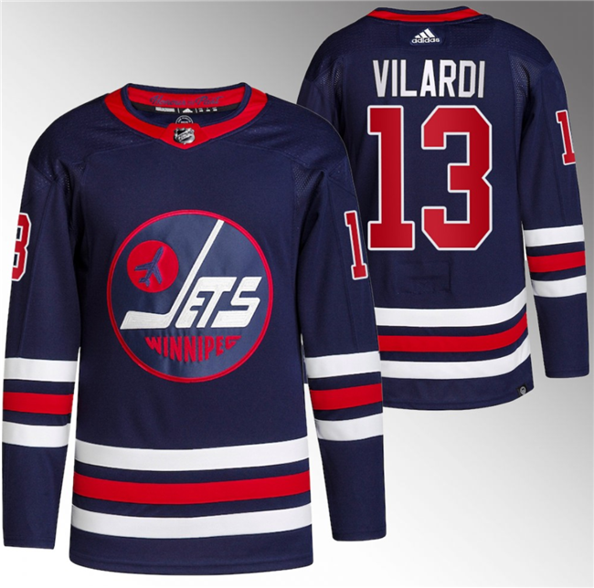 Men's Winnipeg Jets #13 Gabriel Vilardi 2021/22 Navy Stitched Jersey Men's Winnipeg Jets #13 Gabriel Vilardi 2021/22 Navy Stitched Jersey
