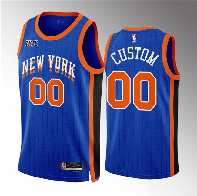 Men's New Yok Knicks Active Player Custom Blue 2023/24 City Edition Stitched Basketball Jersey Men's New Yok Knicks Active Player Custom Blue 2023/24 City Edition Stitched Basketball Jersey