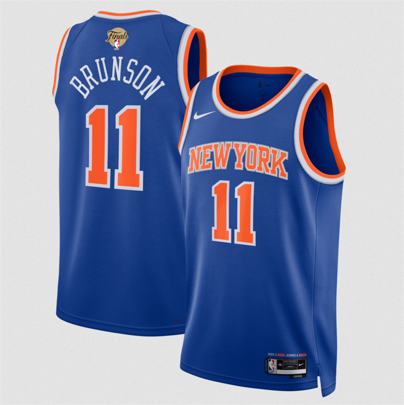 Men's New Yok Knicks #11 Jalen Brunson Blue 2026 Finals Patch Icon Edition Stitched Basketball Jersey Men's New Yok Knicks #11 Jalen Brunson Blue 2026 Finals Patch Icon Edition Stitched Basketball Jersey