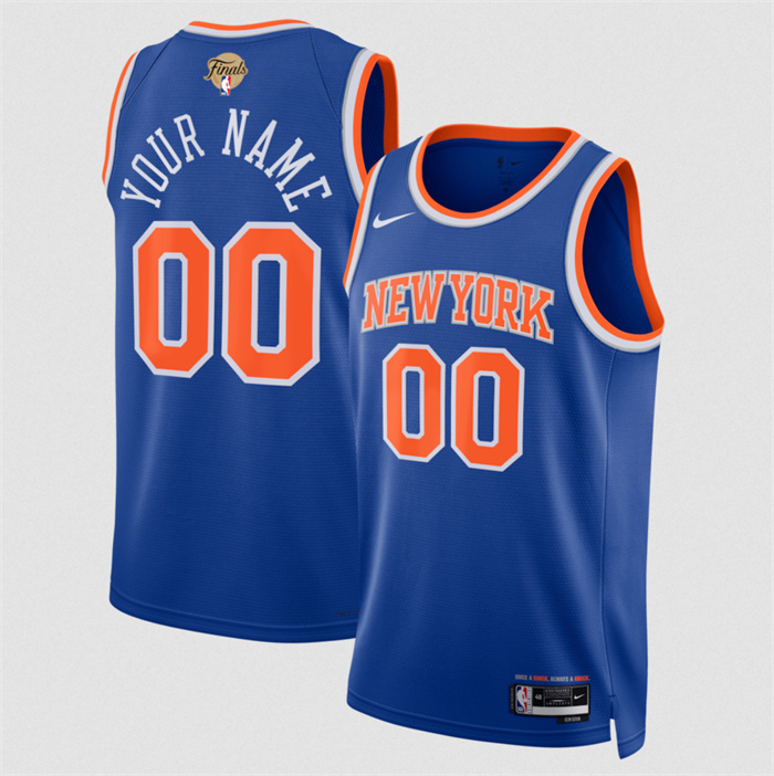 Men's New Yok Knicks Active Player Custom Blue 2026 Finals Patch Icon Edition Stitched Basketball Jersey Men's New Yok Knicks Active Player Custom Blue 2026 Finals Patch Icon Edition Stitched Basketball Jersey