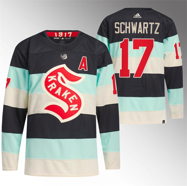 Men's Seattle Kraken #17 Jaden Schwartz 2024 Deep Sea Blue Winter Classic Stitched Jersey Men's Seattle Kraken #17 Jaden Schwartz 2024 Deep Sea Blue Winter Classic Stitched Jersey