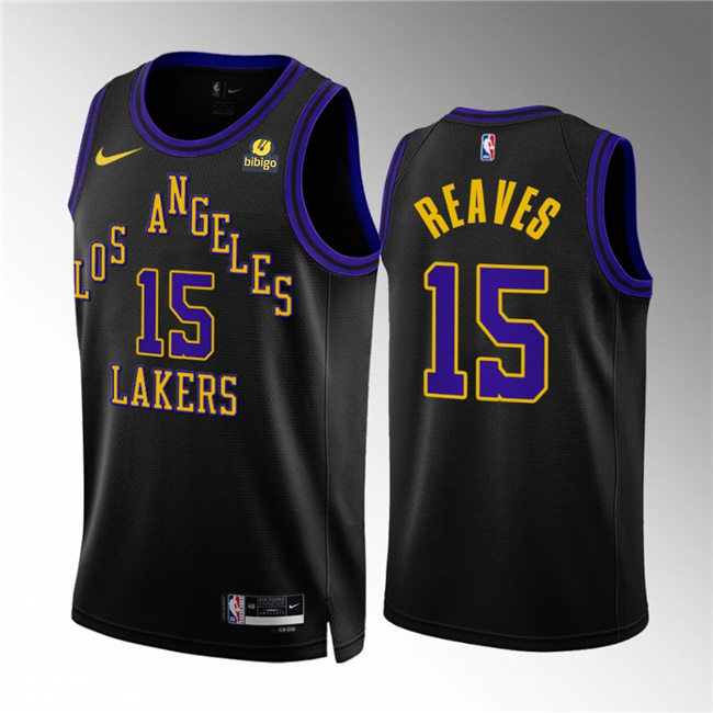 Men's Los Angeles Lakers #15 Austin Reaves Black 2023/24 City Edition Stitched Basketball Jersey Men's Los Angeles Lakers #15 Austin Reaves Black 2023/24 City Edition Stitched Basketball Jersey