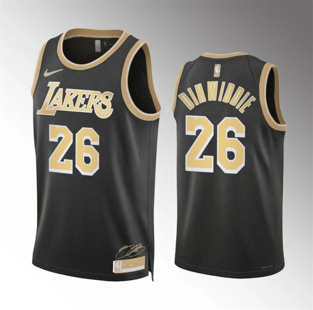 Men's Los Angeles Lakers #26 Spencer Dinwiddie Black 2024 Select Series Stitched Basketball Jersey Men's Los Angeles Lakers #26 Spencer Dinwiddie Black 2024 Select Series Stitched Basketball Jersey
