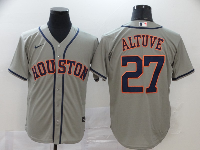 Men's Houston Astros #27 Jose Altuve Grey Cool Base Stitched MLB Jersey Men's Houston Astros #27 Jose Altuve Grey Cool Base Stitched MLB Jersey
