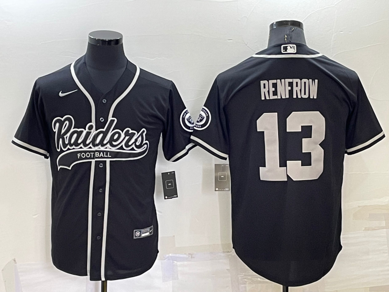 Men's Las Vegas Raiders #13 Hunter Renfrow Black Cool Base Stitched Baseball Jersey Men's Las Vegas Raiders #13 Hunter Renfrow Black Cool Base Stitched Baseball Jersey