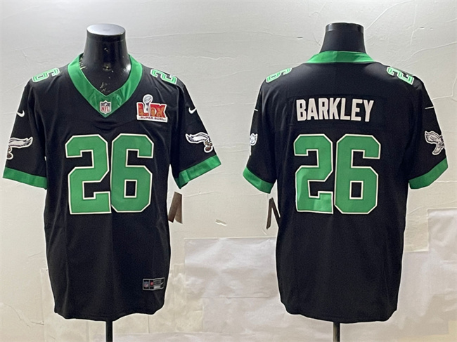Men's Philadelphia Eagles #26 Saquon Barkley Black 2025 Super Bowl LIX Patch F.U.S.E. Vapor Untouchable Limited Stitched Football Jersey Men's Philadelphia Eagles #26 Saquon Barkley Black 2025 Super Bowl LIX Patch F.U.S.E. Vapor Untouchable Limited Stitched Football Jersey
