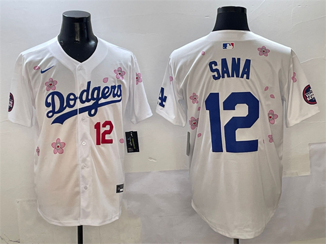 Men's Los Angeles Dodgers #12 Sana White 2025 Tokyo Series Limited Stitched Baseball Jersey Men's Los Angeles Dodgers #12 Sana White 2025 Tokyo Series Limited Stitched Baseball Jersey