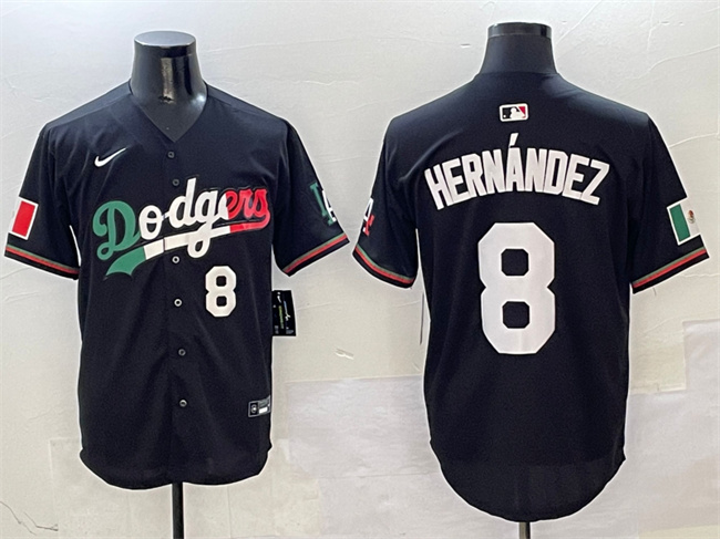 Men's Los Angeles Dodgers #8 Enrique Hernández Black Mexico Flag Limited Stitched Baseball Jersey Men's Los Angeles Dodgers #8 Enrique Hernández Black Mexico Flag Limited Stitched Baseball Jersey