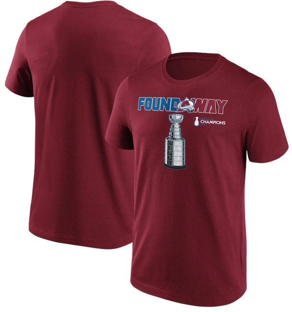 Men's Colorado Avalanche Burgundy 2022 Stanley Cup Champions Jersey T-Shirt Men's Colorado Avalanche Burgundy 2022 Stanley Cup Champions Jersey T-Shirt