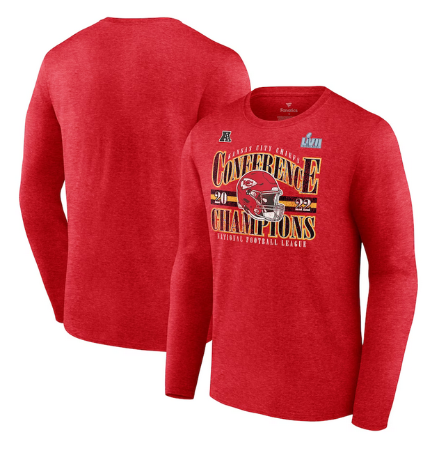 Men's Kansas City Chiefs Red 2022 AFC Champions Banner Worthy Long Sleeve T-Shirt Men's Kansas City Chiefs Red 2022 AFC Champions Banner Worthy Long Sleeve T-Shirt
