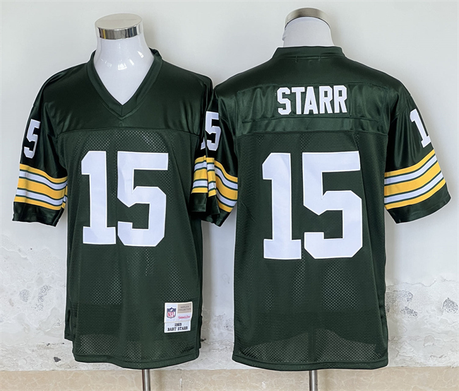 Men's Green Bay Packers #15 Bart Starr Green Throwback Stitched Jersey Men's Green Bay Packers #15 Bart Starr Green Throwback Stitched Jersey