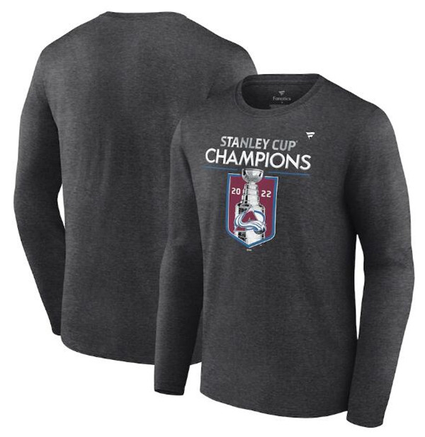 Men's Colorado Avalanche Heathered Charcoal 2022 Stanley Cup Champions Locker Room Long Sleeve T-Shirt Men's Colorado Avalanche Heathered Charcoal 2022 Stanley Cup Champions Locker Room Long Sleeve T-Shirt