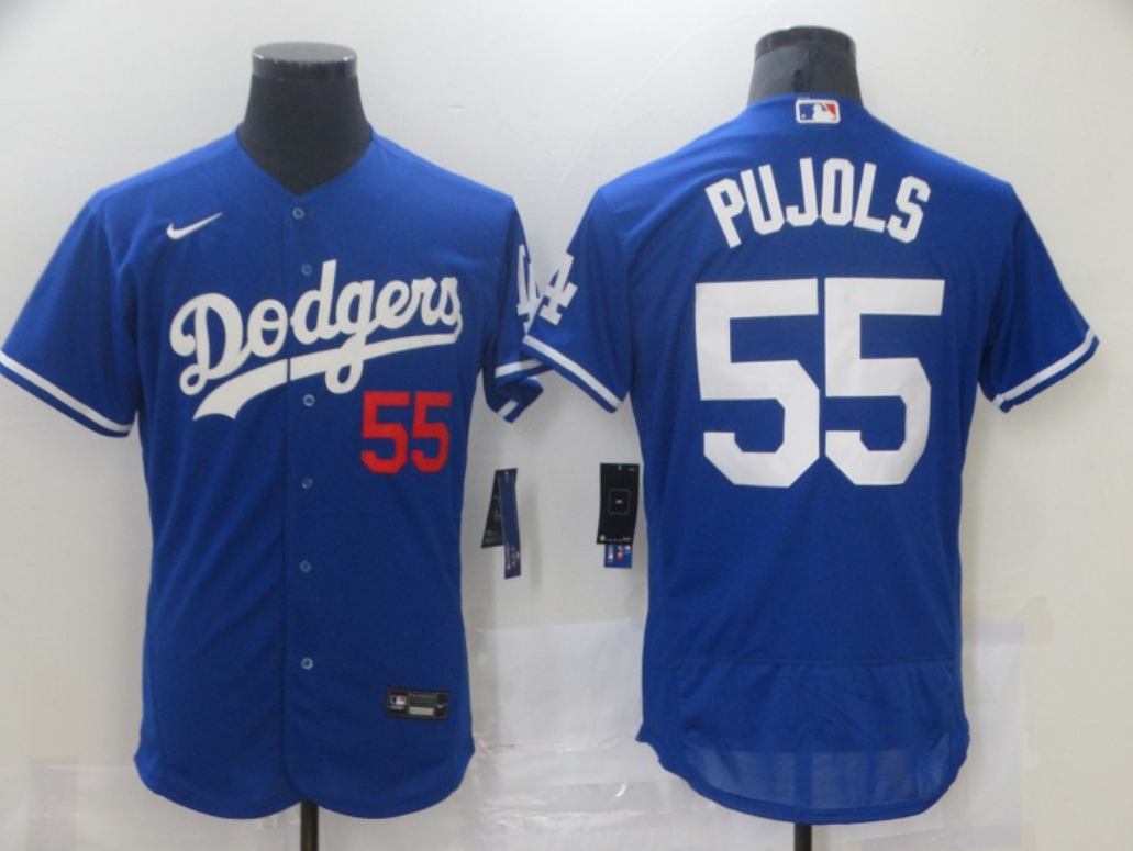 Men's Los Angeles Dodgers #55 Albert Pujols Royal Blue Flex Base Sttiched Jersey Men's Los Angeles Dodgers #55 Albert Pujols Royal Blue Flex Base Sttiched Jersey