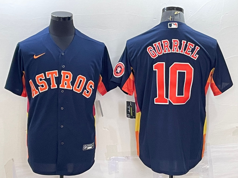 Men's Houston Astros #10 Yuli Gurriel Navy With Path Cool Base Stitched Jersey Men's Houston Astros #10 Yuli Gurriel Navy With Path Cool Base Stitched Jersey