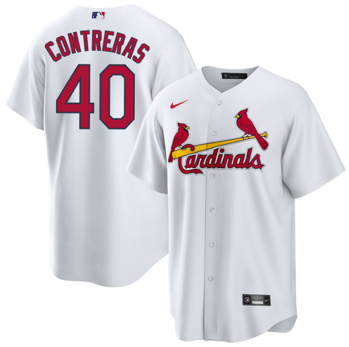 Men's St. Louis Cardinals #40 Willson Contreras White Cool Base Stitched Jersey Men's St. Louis Cardinals #40 Willson Contreras White Cool Base Stitched Jersey