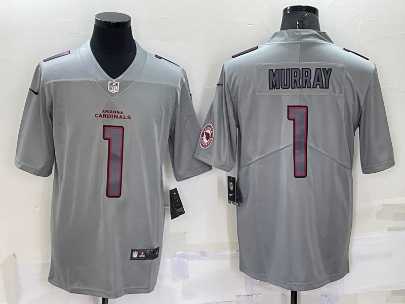 Men's Arizona Cardinals #1 Kyler Murray Grey With Patch Atmosphere Fashion Stitched Jersey Men's Arizona Cardinals #1 Kyler Murray Grey With Patch Atmosphere Fashion Stitched Jersey