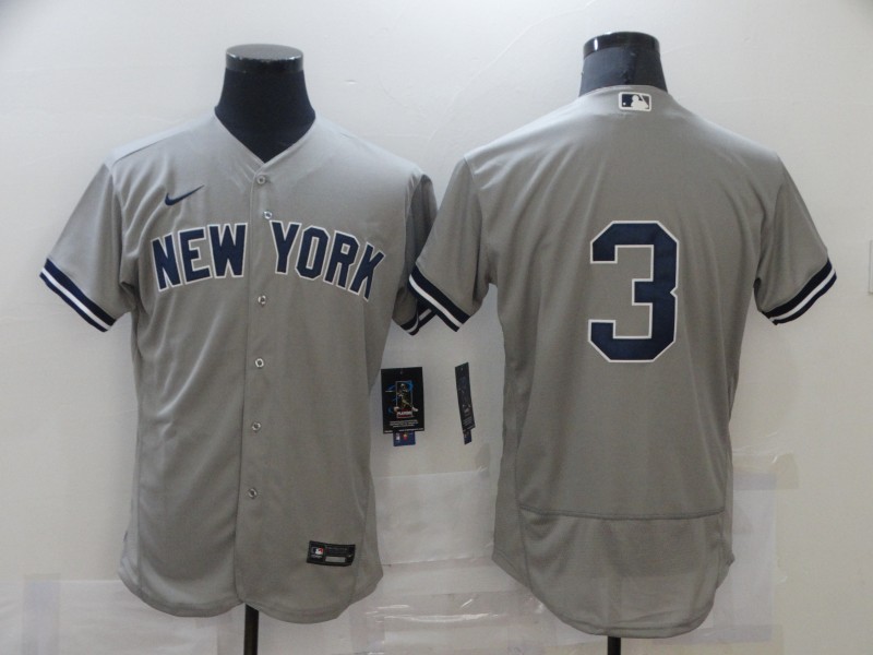 Men's New York Yankees #3 Babe Ruth Grey Flex Base Stitched Jersey Men's New York Yankees #3 Babe Ruth Grey Flex Base Stitched Jersey