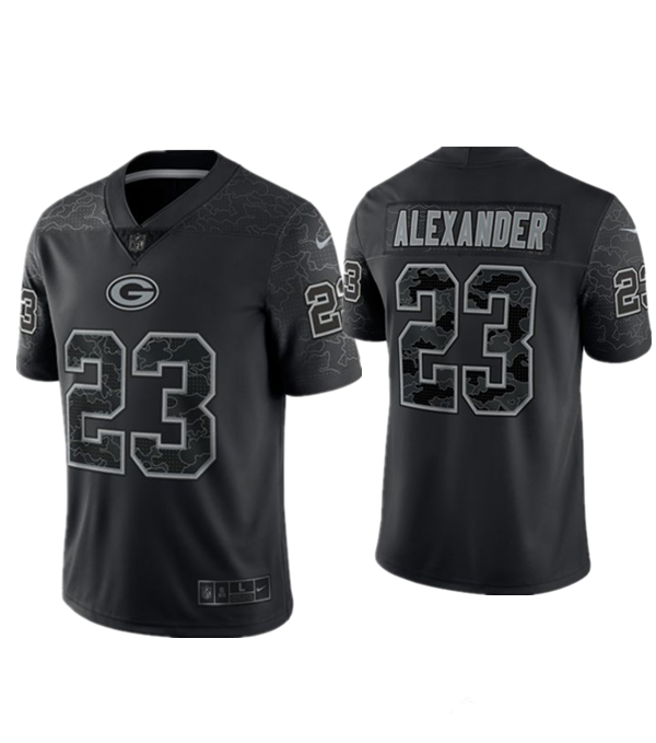 Men's Green Bay Packers #23 Jaire Alexander Black Reflective Limited Stitched Football Jersey Men's Green Bay Packers #23 Jaire Alexander Black Reflective Limited Stitched Football Jersey