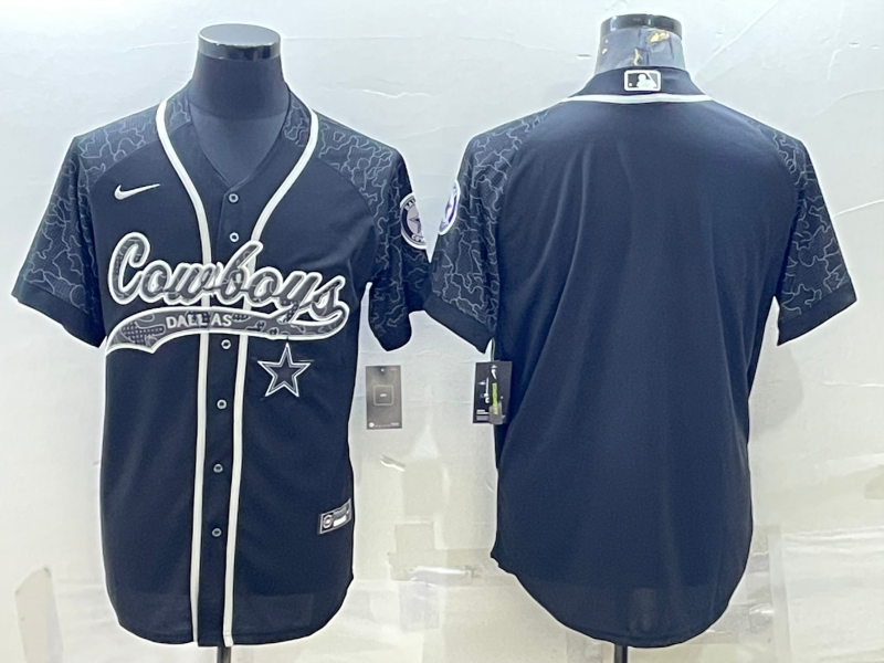 Men's Dallas Cowboys Blank Black Reflective With Patch Cool Base Stitched Baseball Jersey Men's Dallas Cowboys Blank Black Reflective With Patch Cool Base Stitched Baseball Jersey