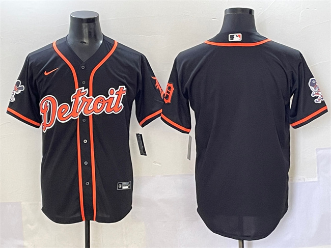 Men's Detroit Tigers Blank Black With Patch Cool Base Stitched Baseball Jersey Men's Detroit Tigers Blank Black With Patch Cool Base Stitched Baseball Jersey