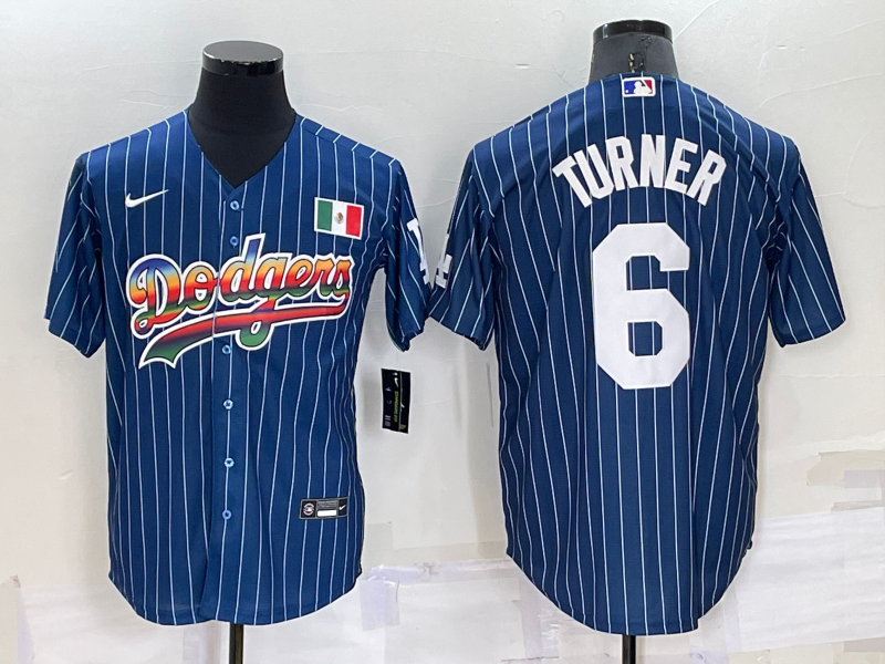 Men's Los Angeles Dodgers #6 Trea Turner Navy Mexico Rainbow Cool Base Stitched Baseball Jersey Men's Los Angeles Dodgers #6 Trea Turner Navy Mexico Rainbow Cool Base Stitched Baseball Jersey