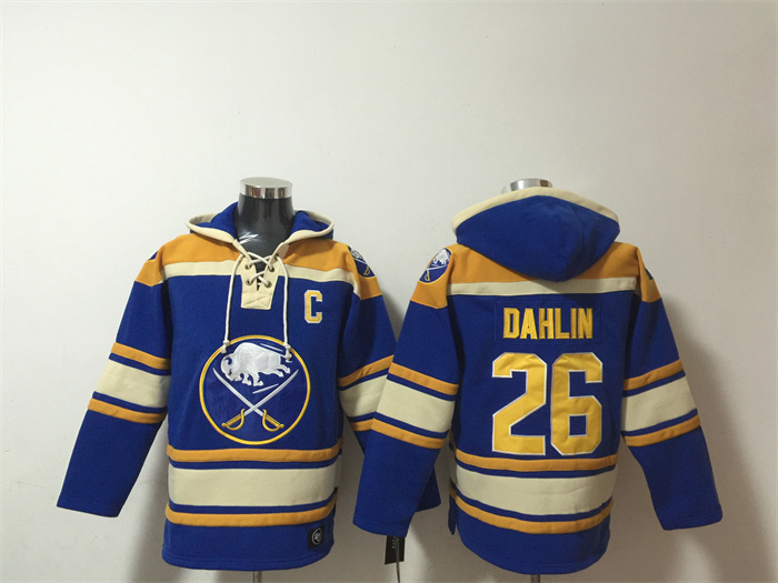 Men's Buffalo Sabres #26 Rasmus Dahlin Blue Ageless Must-Have Lace-Up Pullover Hoodie