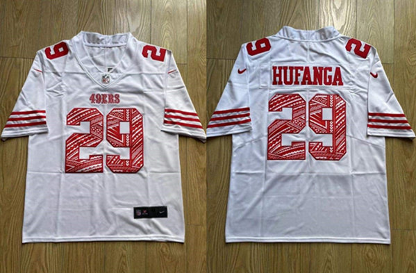 Men's San Francisco 49ers #29 Talanoa Hufanga White Stitched Jersey Men's San Francisco 49ers #29 Talanoa Hufanga White Stitched Jersey