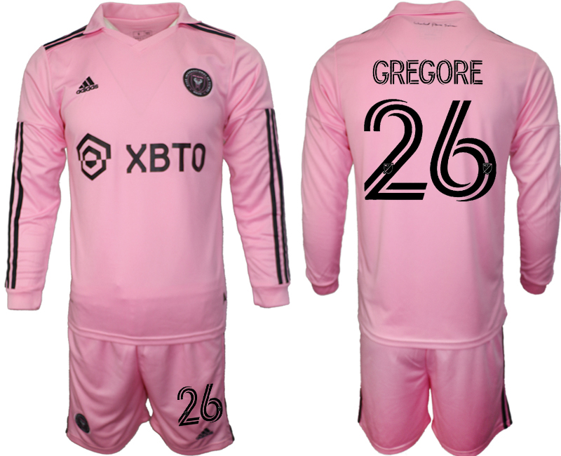 Men's Inter Miami CF #26 Gregore 2023/24 Pink Home Soccer Jersey Suit Men's Inter Miami CF #26 Gregore 2023/24 Pink Home Soccer Jersey Suit