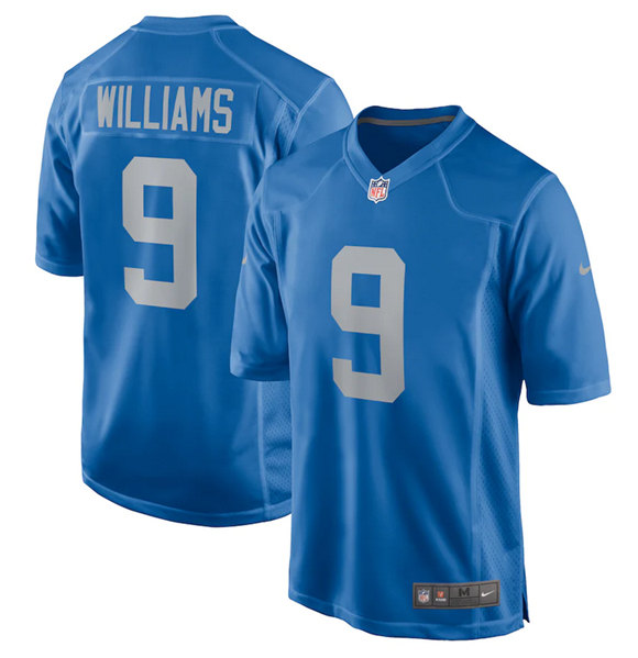 Men's Detroit Lions #9 Jameson Williams 2022 Blue Stitched Game Jersey Men's Detroit Lions #9 Jameson Williams 2022 Blue Stitched Game Jersey