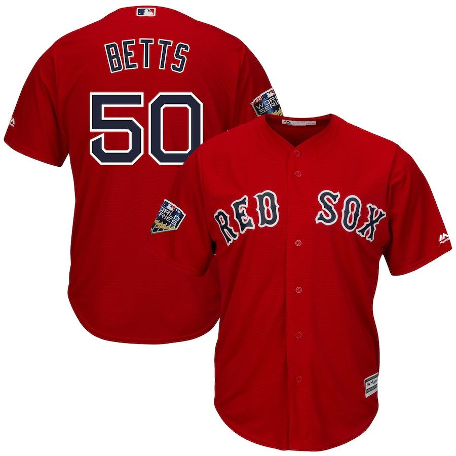 Men's Boston Red Sox #28 J.D. Martinez Majestic Scarlet 2018 World Series Champions Team Logo Player Stitched MLB Jersey Men's Boston Red Sox #28 J.D. Martinez Majestic Scarlet 2018 World Series Champions Team Logo Player Stitched MLB Jersey