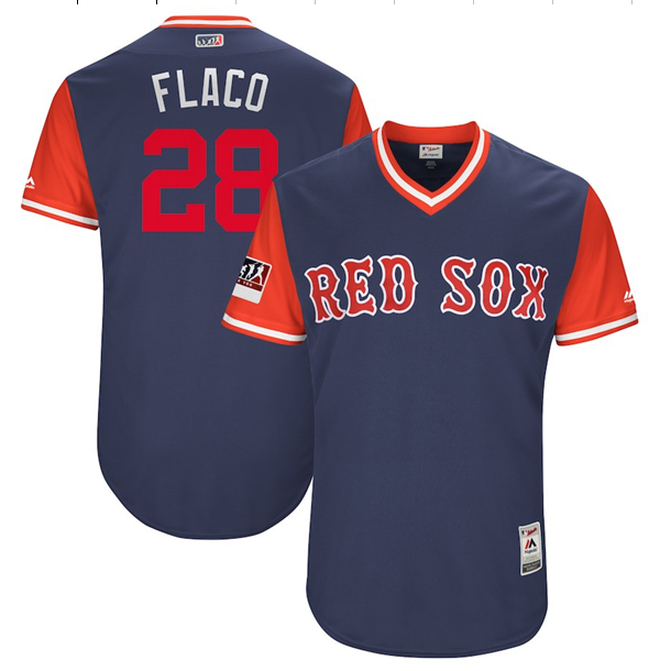Men's Boston Red Sox #28 JD Martinez "Flaco" Majestic Navy/Red 2018 Players' Weekend Authentic Stitched MLB Jersey Men's Boston Red Sox #28 JD Martinez "Flaco" Majestic Navy/Red 2018 Players' Weekend Authentic Stitched MLB Jersey
