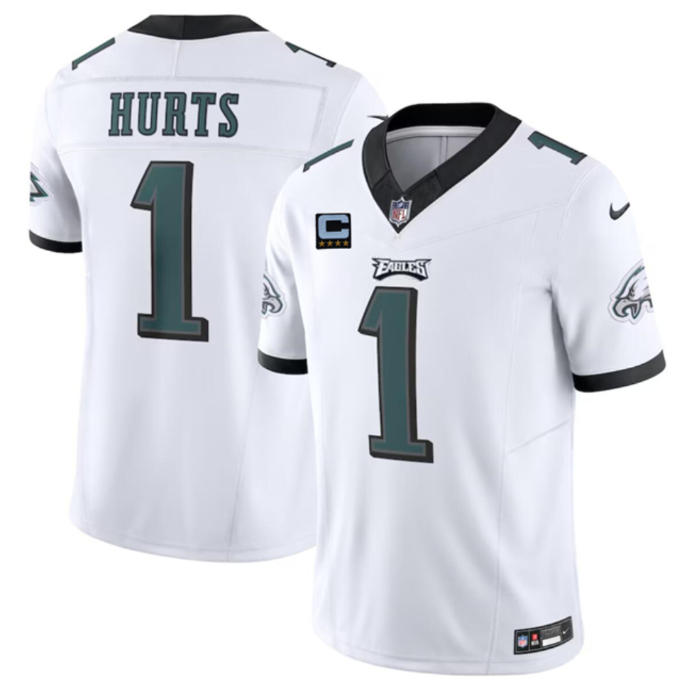 Men's Philadelphia Eagles #1 Jalen Hurts White F.U.S.E With 4-Star C Patch Vapor Untouchable Limited Stitched Football Jersey Men's Philadelphia Eagles #1 Jalen Hurts White F.U.S.E With 4-Star C Patch Vapor Untouchable Limited Stitched Football Jersey