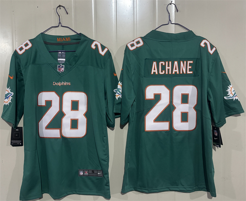 Men's Miami Dolphins #28 De’Von Achane Aqua 2026 Vapor Limited Stitched Football Jersey